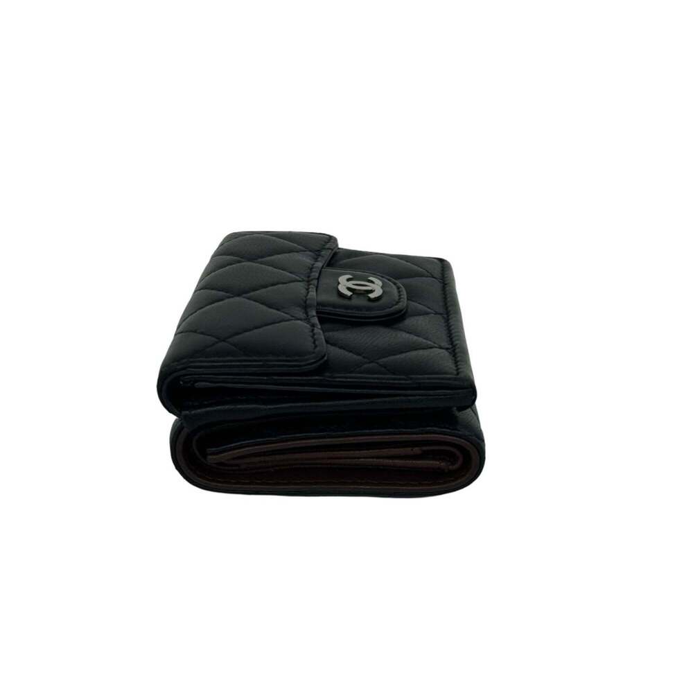 CHANEL Black Lambskin Leather Logo Wallet - Picture 4 of 10